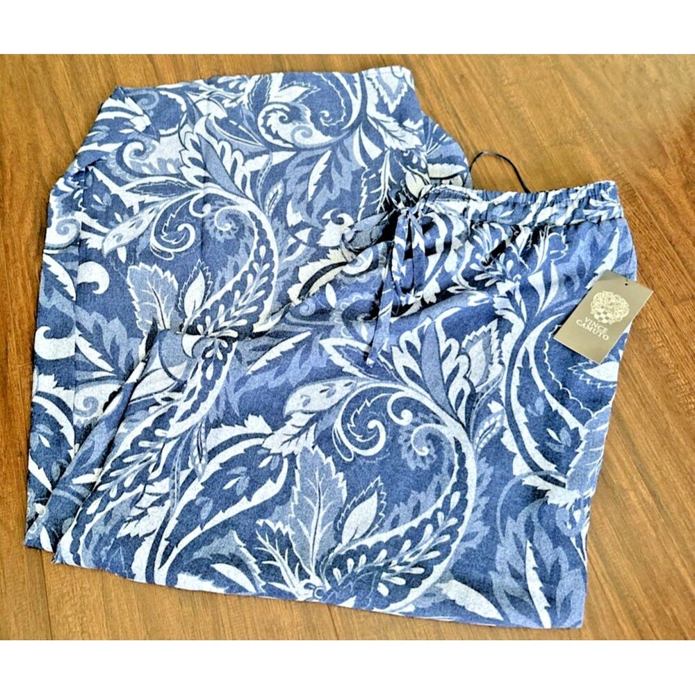 Vince Camuto Women's Paisley-Print Wide-Leg Drawstring Pants Blue Size S - Picture 2 of 6